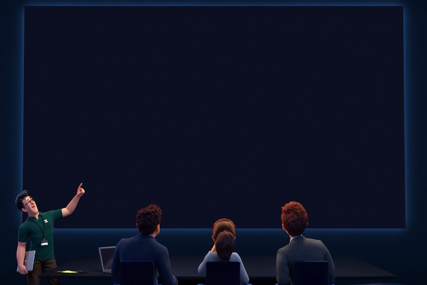 AutoDrive/Z consultant mapping a process with a client team in front of a wall screen